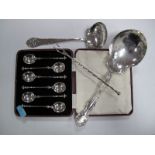 A Set of Six Continental Coffee Spoons, stamped "835", in a case; together with an R. Wallace