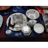 Minton "Haddon Hall" Hexagonal Jar and Cover, two bowls, two oval trinket pots, two plates, dish:-