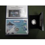 One 1oz and One 2oz Silver Commemorative Coins Celebrating Concorde, all with documentation.