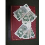 Twenty-Eight Bank of England One Pound Banknotes from Circulation. Various Chief Cashiers. An