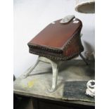 A XIX Century Foot Bellow, mahogany boards with close studded leather work, cast metal spreading