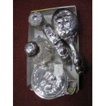 A Matched Hallmarked Silver Part Dressing Table Set, comprising hand mirror and two brushes by