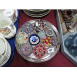 A Collection of Paperweights, including Caithness Glass example with dragonfly within two rows of