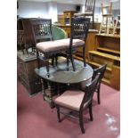 A Set of Four Edwardian Style Spindle Back Dining Chairs, with reeded legs, together with an oak