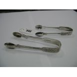 A Pair of Victorian Hallmarked Silver Fiddle Pattern Sugar Tongs, allover decorated; together with a