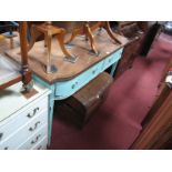 A Painted Breakfront Mahogany Serving Table, having crossbanded top over two short drawers, on