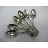 A Set of Six Hallmarked Silver Old English Pattern Teaspoons, Peter, Ann & William Bateman, London