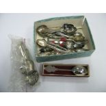 Silver Hallmarked Tea-spoons, together with other plated tea-spoons, mustard spoons.