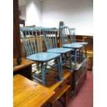 Four Painted Kitchen Spindle Back Chairs.