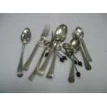 A Pair of WMF Spoons and Matching Forks, stamped crescent and crown and "800", together with