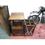 A 1920's Oak Bedside Cabinet, with barley twist supports over a cupboard door, together with a