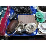 Gadrooned Plated Tea Ware, rectangular bread tray, fruit servers, two silver spoons, Petri V and