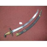 A Late XVIII Century Naval Officers Curved Short Sword, with etched blade gilt guard in dragon