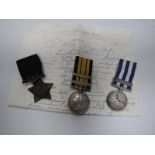 Victorian Group of Three, consisting of Queen's Egypt Medal with Tel-El-Kebir Bar, Khedives Star,