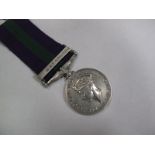 A Single General Service Medal King George VI Malaya, awarded to 22383076 Pte T.G. Betts, Green