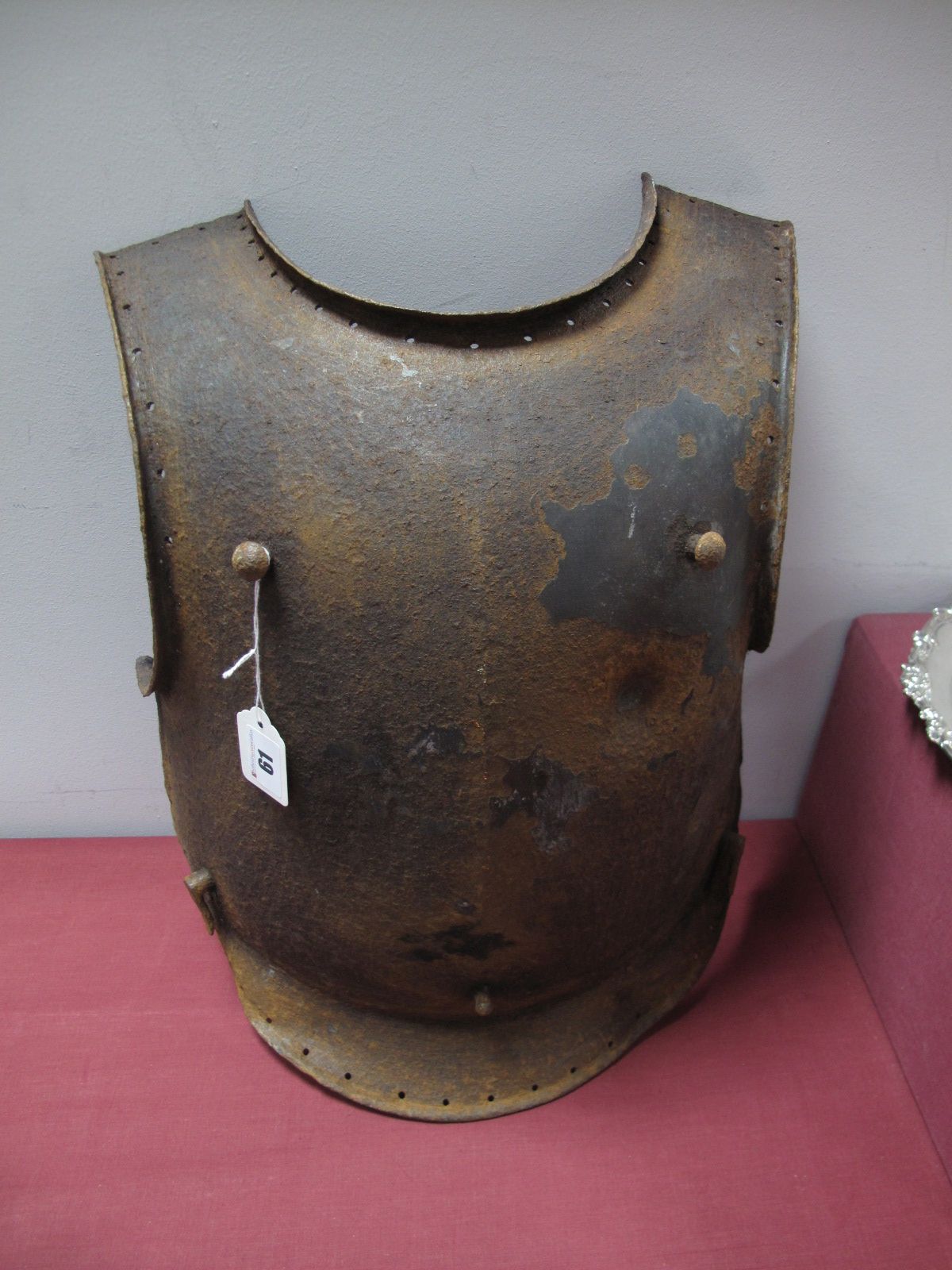 A Mid XIX Century French Cuirassier Breast Plate. Significant wear to all areas.