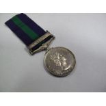 A Single General Service Medal Queen Elizabeth II Malaya, awarded to 22578590 Pte N. Harris , RMP.