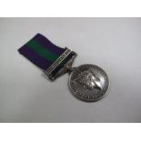 A Single General Service Medal King George VI Malaya, awarded to 22329833 Pte V.B. Pizey, SUFFOLK.