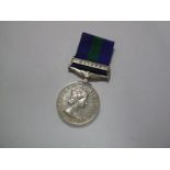 A Single General Service Medal Queen Elizabeth II Malaya, awarded to 23085981 Pte M.H. Davies,