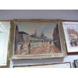 A Mid XX Century Oil on Canvas, Parisian Street Scene, signed lower right, framed, 48.5 x 69cms.