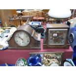 A Circa 1920's Garrard Oak Cased Eight Day Mantel Clock, domed casing over silvered dial, Arabic