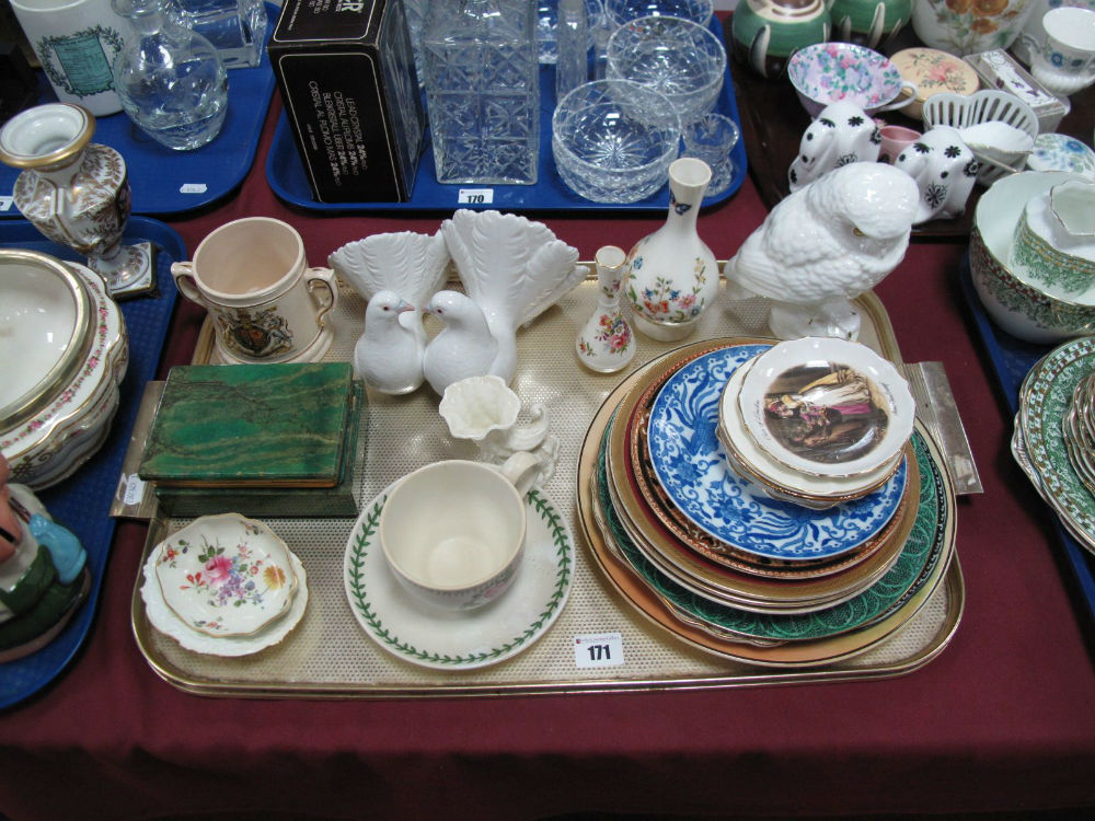 Doulton Piper Plate, Rubens, Oriental and others, Lladro doves, Poole owl, Crown Derby, Worcester,