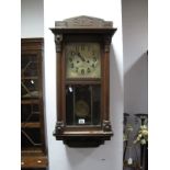 A 1920's Oak Cased Regulator Wall Clock.