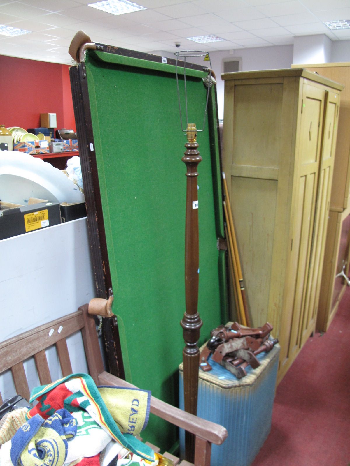 A 6 x 3ft Snooker Table, folding legs,a  collection of cues, scoreboard, snooker and pool balls