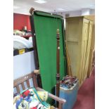A 6 x 3ft Snooker Table, folding legs,a  collection of cues, scoreboard, snooker and pool balls