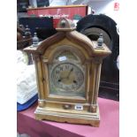 An Early XX Century Pine Cased H. A. C. Fourteen Day Strike Mantel Clock, with Arabic numerals to