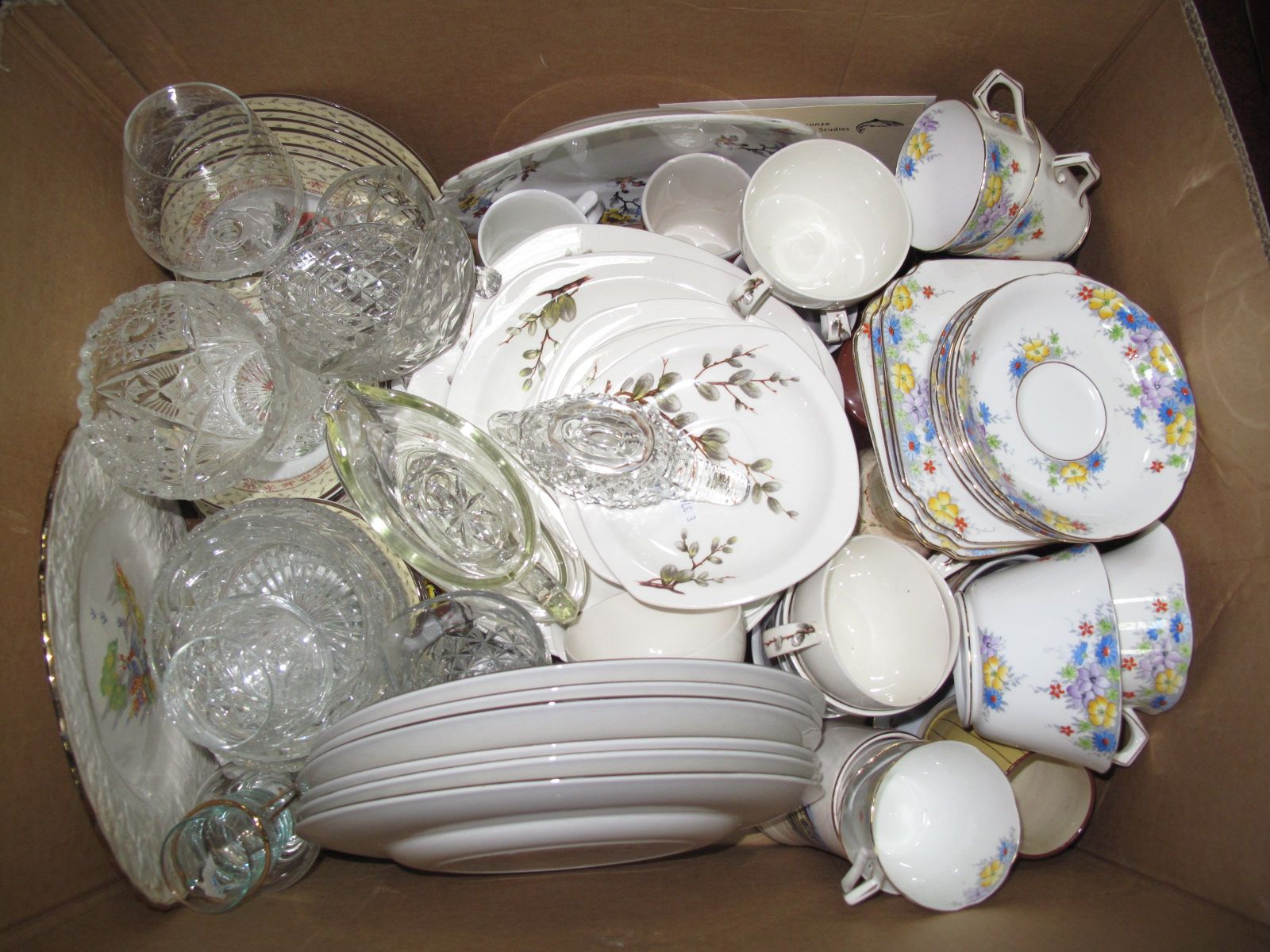 A Midwinter Stylecraft Part Tea Service, press moulded glassware's, Old Royal china tea wares,