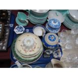 Ducal Salad Drainer, jelly mould, Spode biscuit jar, Booths hexagonal trinket, Copeland teapot on