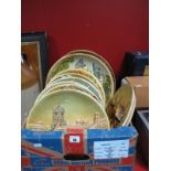 A Collection of Thirteen (13) Circa 1930's Painted Plaster Circular Wall Plaques, moulded decoration