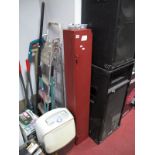 A Wall Mounting Metal Cabinet, fitted for twin locks, length 126cms, (two locks and bolts included).