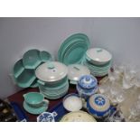 A Quantity of Poole Twin Tone Dinnerware, in grey/egg shell blue, (approximately forty pieces),