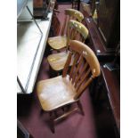 Two Ash and Elm Kitchen Chairs, together with another similar plus a CD rack.