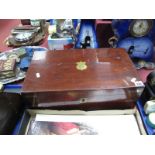 A XIX Century Mahogany Brass Bound Writing Box with fold-over top and brass inset handles (