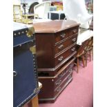 A pair of Modern Mahogany TV Stand/Cabinets, fitted with concealed fall front over single drawer,