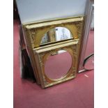 A Modern Gilt Framed Wall Mirror, oval mirror with a foliate and reed moulded rectangular frame,