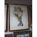 A Vivienne Cawson 2005 Print, "Lilies and Black and White Scarf", signed lower right, together