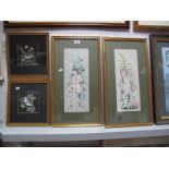 Barbara Mitchell Pair of Watercolours, female nude scenes, 39x15cms, signed, another pair "