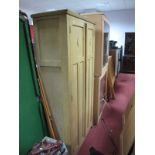 An Early XX Century Pine Kitchen Cupboard, with twin doors on block supports.