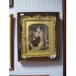 A Coloured Print in Early XX Century Ornate Gilt Frame, itself under glaze within mahogany frame
