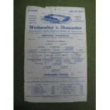 Sheffield Wednesday 1943 Single Sheet Programme vs. Doncaster Rovers, dated 11th September 1943 (pin