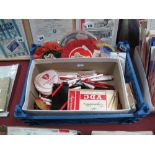 Rotherham United, rosettes, patches, pens, key rings, etc:- One Box