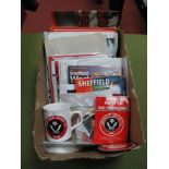 Sheffield United. Ephemera, programmes, handbooks, trade cards, match tickets, Staffordshire pottery