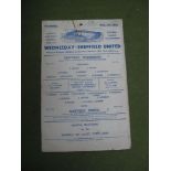 Sheffield Wednesday 1943 Single Sheet Programme vs. Sheffield United, dated 18th December 1943 (clip