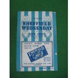 Sheffield Wednesday vs. Notts County Programme, 1944-5, dated 16th September (pin hole, border