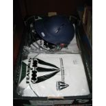 An Albion Cricket Helmet C1 MKII Size 3-5, and a collection of Worcestershire match shirt:- One Box