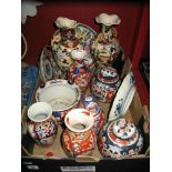 A Pair of Early XX Century Vases (damaged), pair of later ginger jars and various Imari pottery